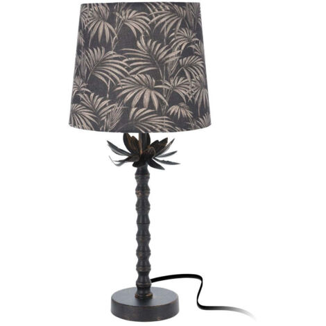 Lampe de table en métal, lampe de chevet, lampe de bureau, noire, élégante, pour le salon, 49 cm (1/3)