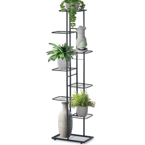 Jardiniere en metal noir a huit niveaux pour pots (1/5)