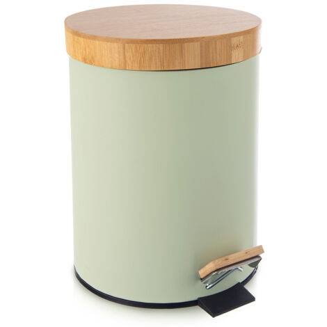 Poubelle métallique à pédale, vert verdâtre, petite, 5 L (1/5)