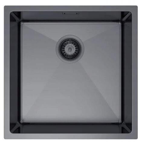 Évier NAYES à une cuve 44x44, acier PVD noir (1/3)