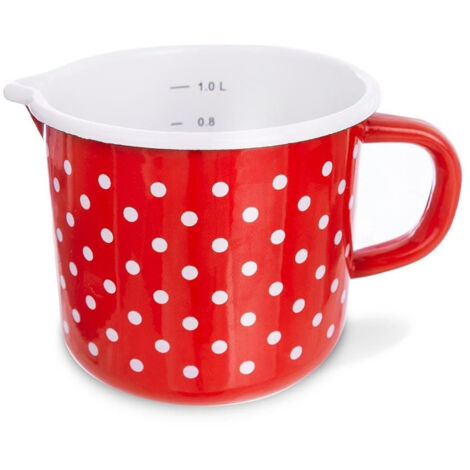 Tasse doseuse émaillée à pois rouges TECKA 1,2 l (1/2)