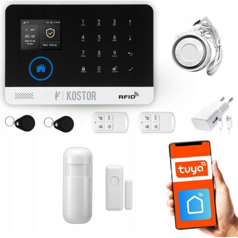 Alarme sans fil GSM et WLAN avec application TUYA, série KOSTOR SAD004