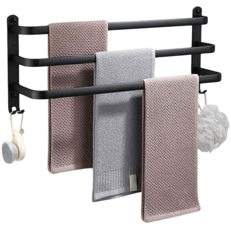 Porte-serviettes en aluminium noir 50 cm (1/5)