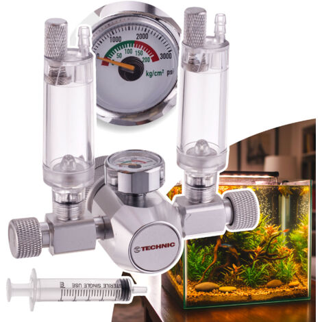 RÉDUCTEUR DE CO2 POUR AQUARIUM, RÉGULATEUR À COMPTEUR DE BULLES POUR DEUX AQUARIUMS (2X) (1/5)