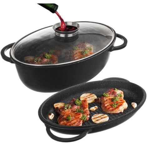 Rôtissoire en granit avec couvercle 3 en 1, carafe à induction pour rôtir la viande, 10 L (1/5)