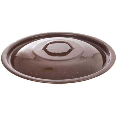 Couvercle en acier émaillé, marron, pour seau de 10 L avec poignée résistante (1/2)