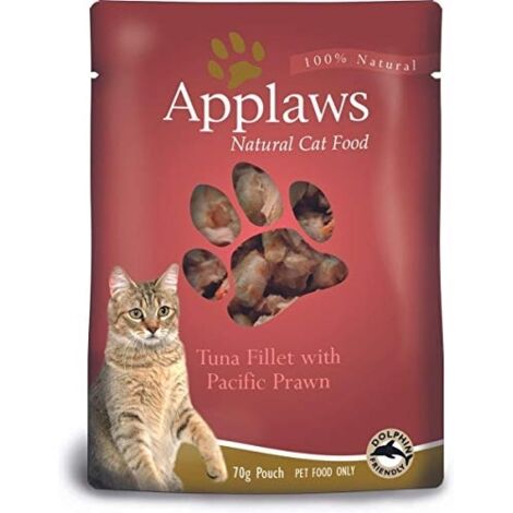 APPLAWS Filet de thon aux crevettes en bouillon - aliment humide pour chat - 24 x 70 g (1/2)