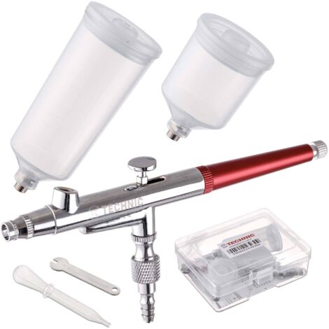 Aérographe de modélisme avec buse de 0,4 mm, deux réservoirs rouges pour peinture (1/5)