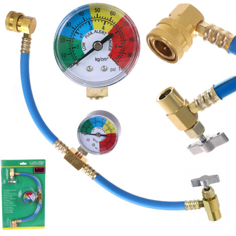 Kit de remplissage de climatisation pour réfrigérant R134A, port LP avec manomètre (1/5)