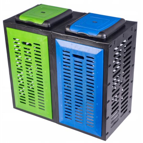 POUBELLE MODULAIRE À STRUCTURE OUVERTE POUR SAC DE TRI DES DÉCHETS 2, BLEU-VERT (1/5)