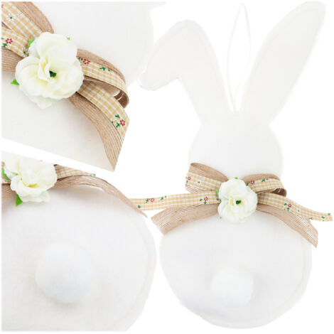 TG76734-1 Pendentif lapin en tissu blanc (1/5)