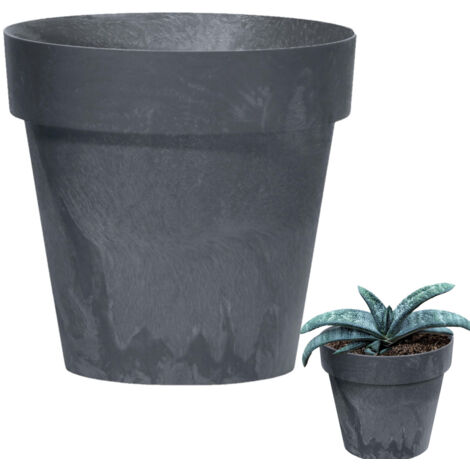 Pot de fleurs décoratif DCUB140E-S433, couvercle effet béton gris, plastique, 1,2 L (1/5)