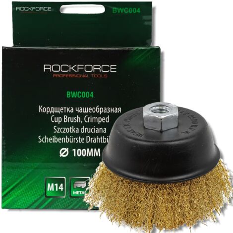 Brosse coupelle en laiton ROCKFORCE souple 100 m M14 pour meuleuses (1/5)