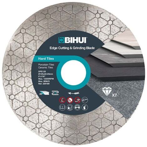 Disque diamant Ø125mm pour meuleuse – Alésage 22.23mm – Coupe nette pour tous types de carreaux – Vitesse 11 000tr/min