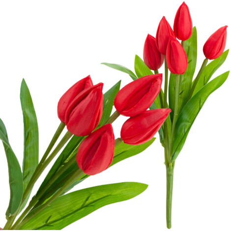 CV26806-5 BOUQUET DE TULIPES ROUGES, TULIPES ARTIFICIELLES EN MOUSSE, PLUS BELLES QUE LA VRAIE (1/5)