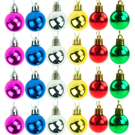 TG44046-14 Boules de Noël colorées pour sapin de Noël, lot de 24 boules de 3 cm, décorations rétro (1/5)