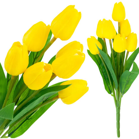 CV26807-4 BOUQUET DE TULIPES EN MOUSSE X7 TULIPES ARTIFICIELLES JAUNES EN BOUQUET (1/5)