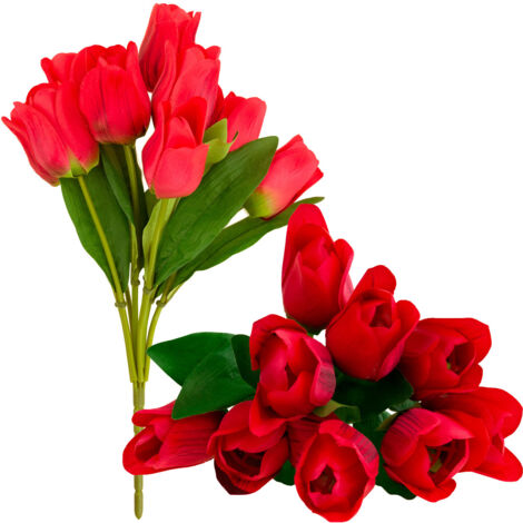 CV26815-8 GRAND BOUQUET DE TULIPES X9 TULIPES ARTIFICIELLES ROUGES EN BOUQUET