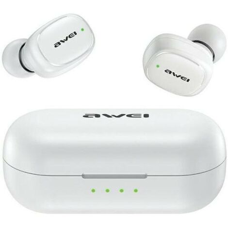 Écouteurs sans fil AWEI T13 Pro TWS Bluetooth 5.1 avec station d'accueil, blancs (1/4)