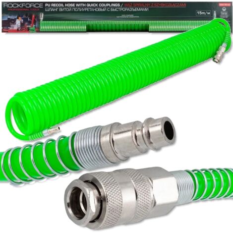 Tuyau spiralé ROCKFORCE avec raccords rapides 8 mm x 15 m (1/5)