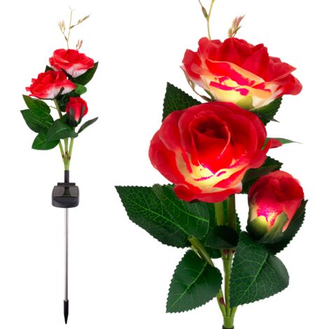 Lampe solaire de jardin TG77662, LED, rose, lampes solaires, fleurs artificielles, roses (1/5)