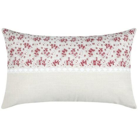Coussin GINNY 30x50 fleurs rouges (1/5)