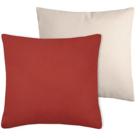 Coussin DUO 50x50 brique beige clair (1/5)