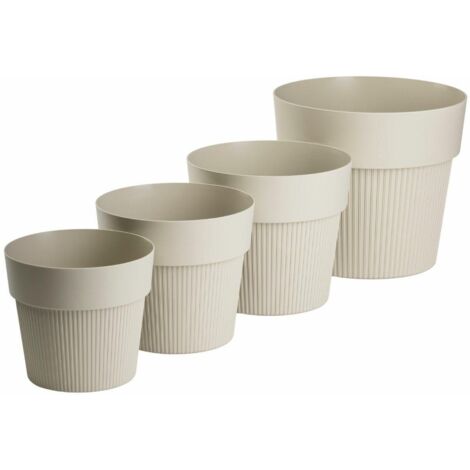 Ensemble de pots de fleurs beiges recyclés SILVA LINE, 4 pièces. (1/5)