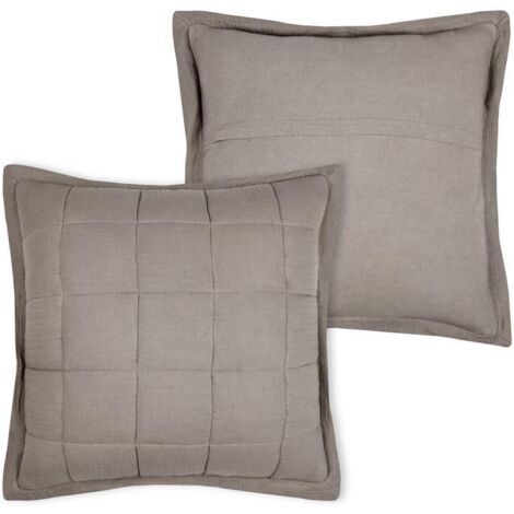 Coussin ELLIE 45x45 taupe matelassé (1/4)