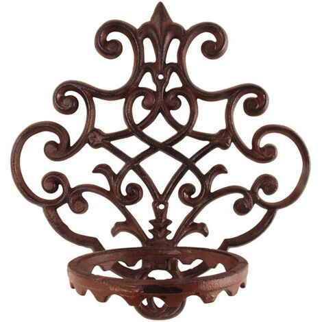 Porte pot mural en fonte - Marron - L 29,8 x H 31,7 cm - Livraison gratuite