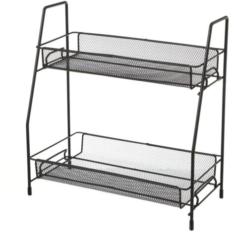 Étagère en métal noir, 2 niveaux, 33 cm (1/5)