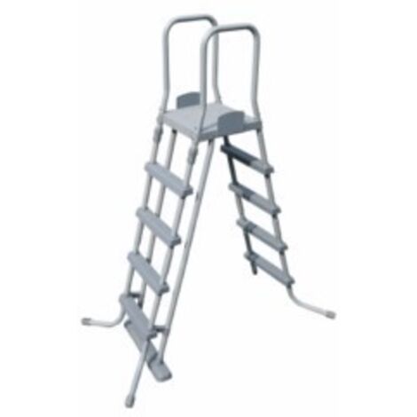 Bestway – Échelle de sécurité 132 cm pour piscines – Cadre métallique anticorrosion – Marches antidérapantes – Conforme norme EN16713