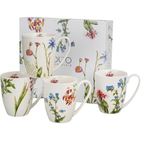 Ensemble de 4 tasses en porcelaine Couleurs de la nature 360 ml