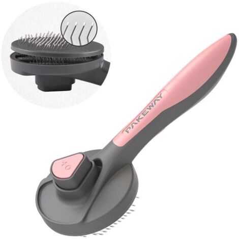 Brosse autonettoyante pour chats et chiens T9 rose (1/3)