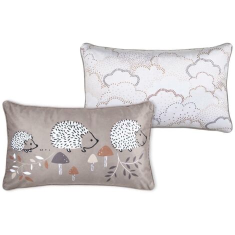 Coussin GABIN BRUN 30x50 hérissons nuages (1/4)