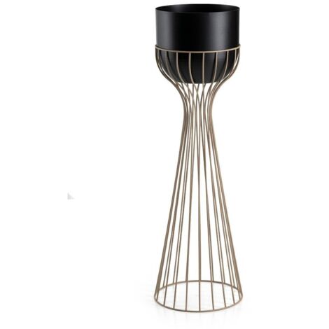 Support à fleurs sur pied avec couvercle noir 68 cm taupe (1/5)
