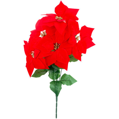 CV28920 BOUQUET DE FLEURS ÉTOILE DE BETHLEHEM POINSETIA GRANDES FLEURS ARTIFICIELLES 5 PIÈCES (1/5)