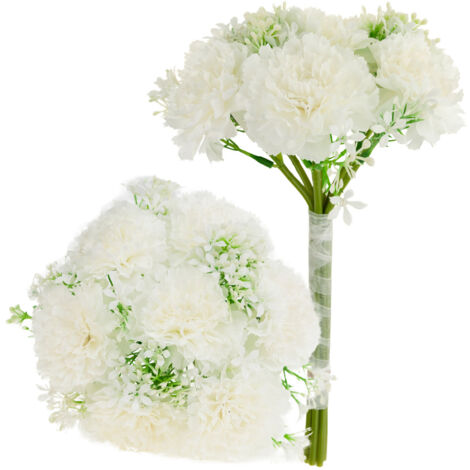 CV18424-1 Bouquet d'œillets blancs artificiels, magnifique (1/5)