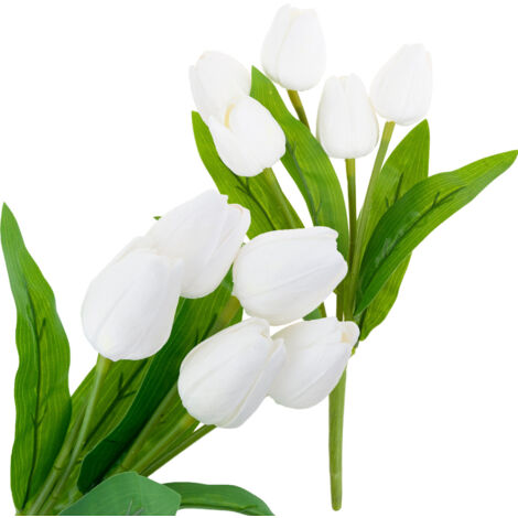 CV26805-2 BOUQUET DE TULIPES BLANCHES, PLUS BELLES QUE NATURE, TULIPES ARTIFICIELLES EN MOUSSE (1/5)