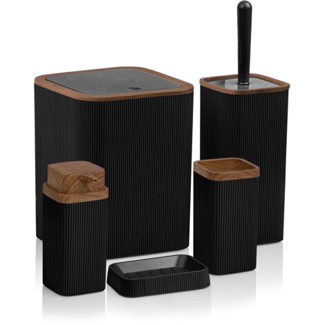 Ensemble de salle de bain Stella noir/bois