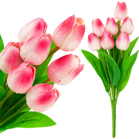 CV26807-8 BOUQUET DE TULIPES EN MOUSSE X7 TULIPES ARTIFICIELLES roses EN BOUQUET (1/5)