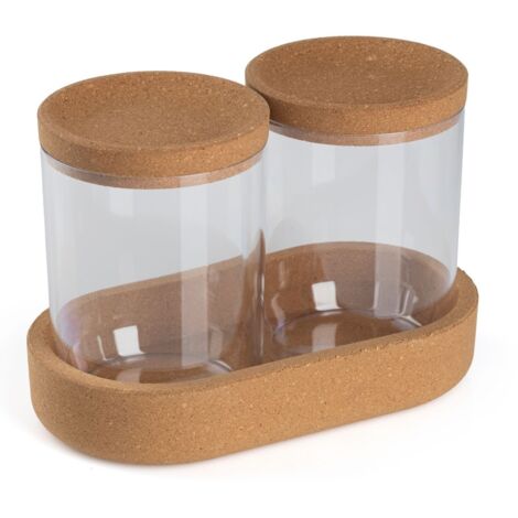 Organisateur de cosmétiques 3 pièces avec base en bambou (1/5)