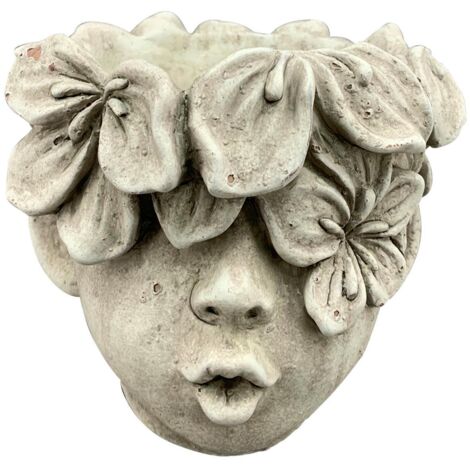 Tête de pot de fleurs avec fleurs h15,5 cm (1/5)