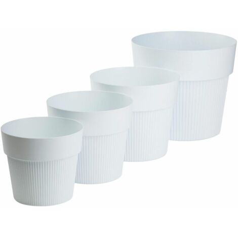 Ensemble de 4 pots de fleurs blancs recyclés SILVA LINE (1/5)