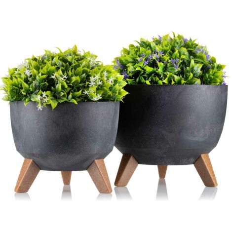 Ensemble de pots de fleurs en béton noir Rosa Linea (1/5)