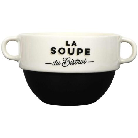 Bol à soupe Bistrot avec anses, noir