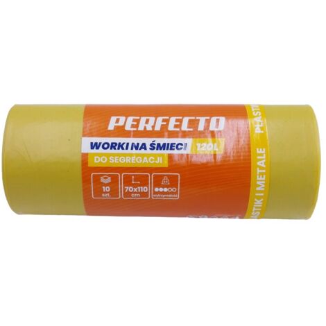 Sacs poubelle 120L 70x110 jaunes, lot de 10, Perfecto