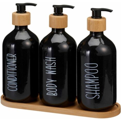 Lot de distributeurs de salle de bain noirs 3 x 500 ml