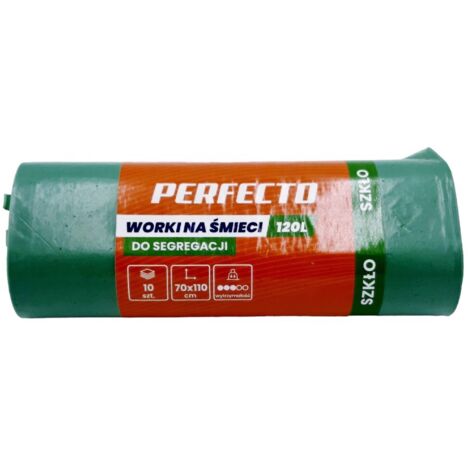 Sacs poubelle 120L 70x110 verts, lot de 10 Perfecto