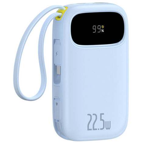 Batterie externe 20 000 mAh avec écran et câbles intégrés EnerFill FC31 22,5 W - bleue (1/3)